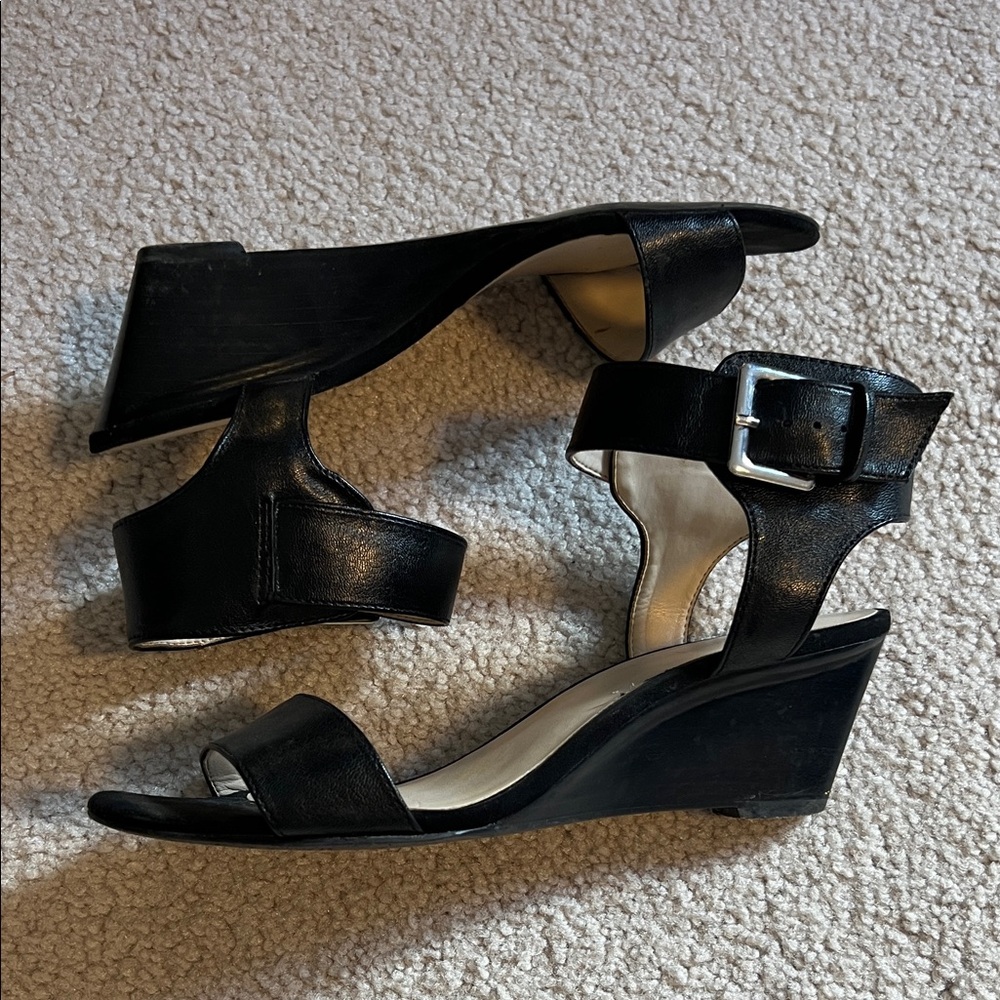 Nine West Black Wedge Sandals - Size 8M